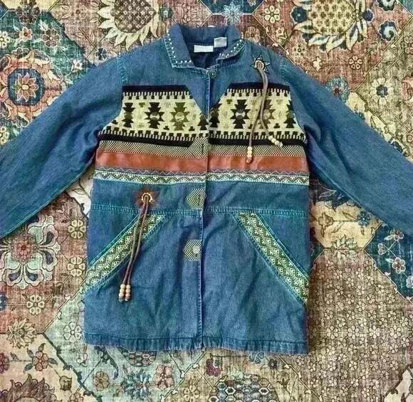 220 Hickory Jackets & Blazers - 220 Hickory by Blair Denim Aztec Western Jacket Size Medium